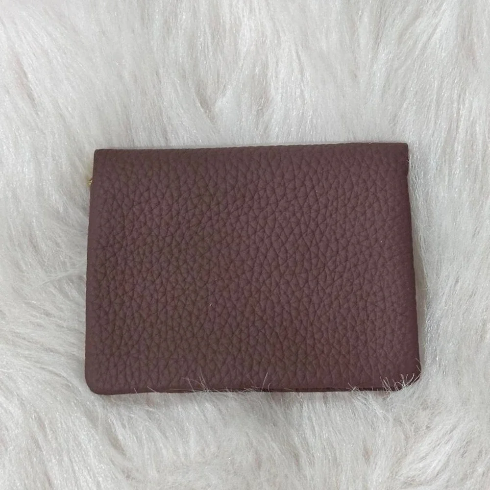 Boho Mauve Pebbled Leather Daisy Envelope Wallet Card Holder